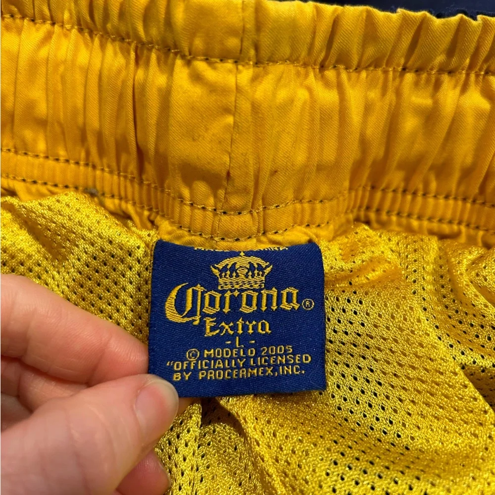 Vtg Y2K Corona‎ Extra Beer Cargo Swim Shorts Trunks Blue Party L
